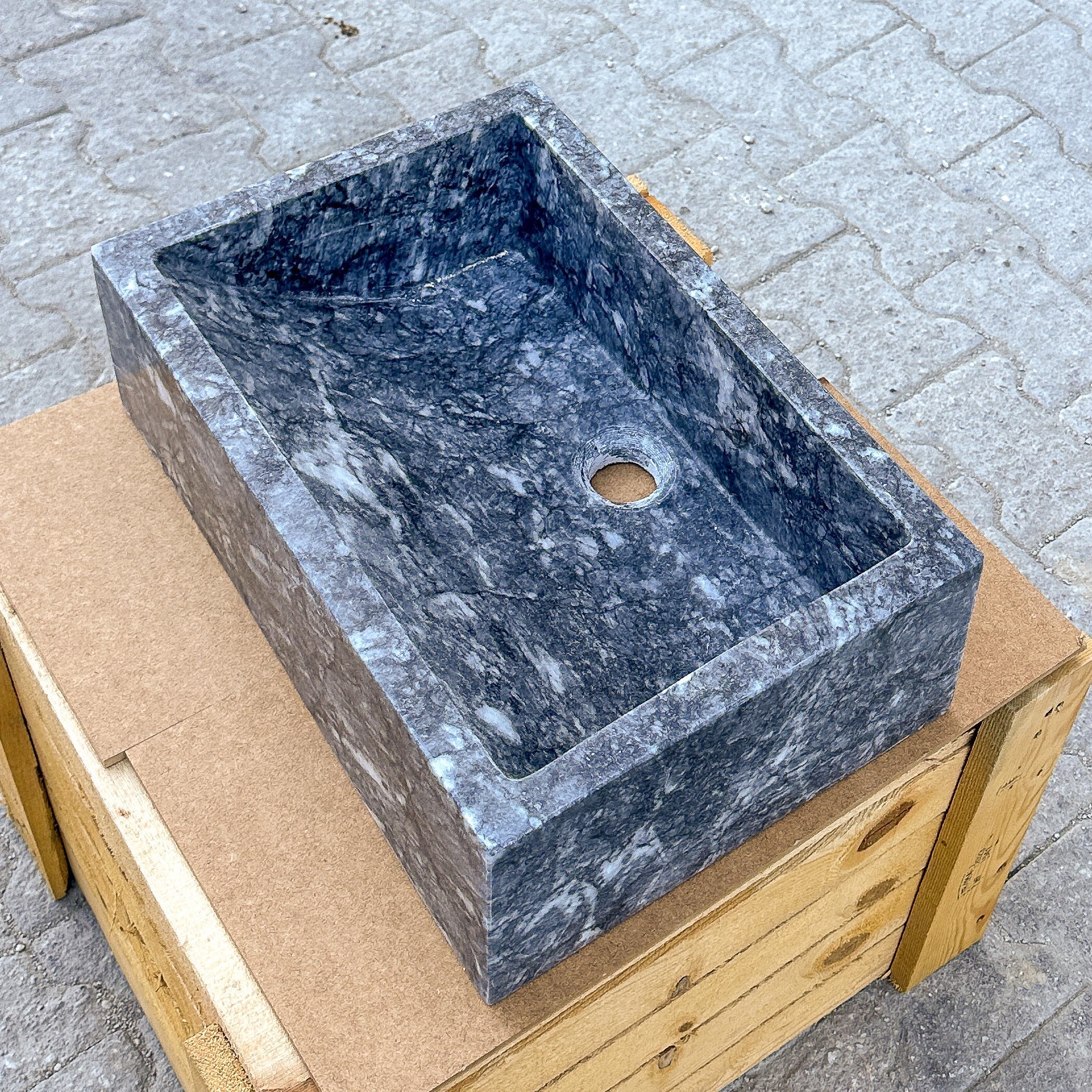 Bursa Gray Marble Rectangular Stone Sink Polished (W)12" (L)18" (H)6" by GobekDesign