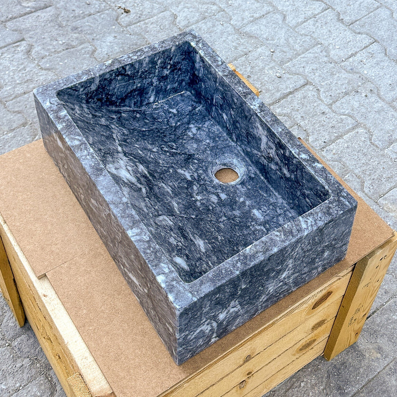 Bursa Gray Marble Rectangular Stone Sink Polished (W)12" (L)18" (H)6" by GobekDesign