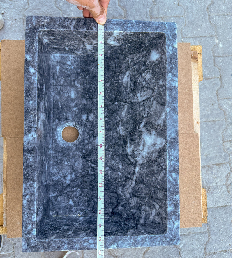 Bursa Gray Marble Rectangular Stone Sink Polished (W)12" (L)18" (H)6" by GobekDesign
