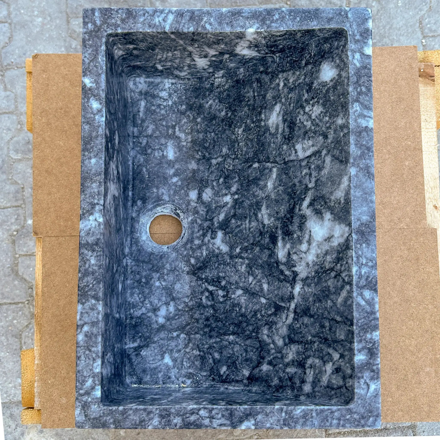 Turkish Gray Marble Hand Carved Rectangular Vessel Sink Polished 12 x 18 x 6 Inches by GobekDesign