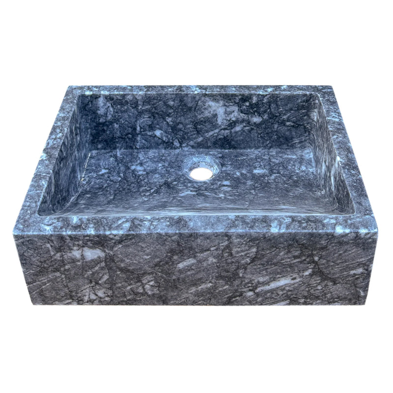 Bursa Gray Marble Rectangular Stone Sink Polished (W)12" (L)18" (H)6" by GobekDesign