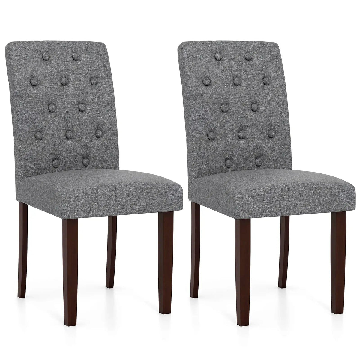 Button Tufted Fabric Upholstered Wooden Dining Chair Set of 2 with High Curved Back by DirectDeals