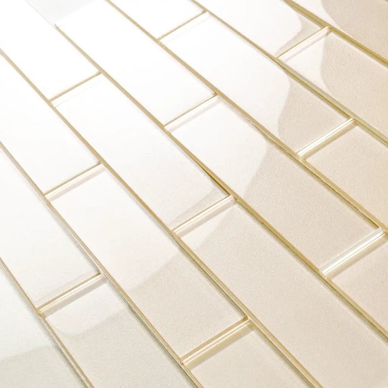 Lace White 12x12 Glossy Brick Glass Mosaic Tile (5 pack, 4.83 sq ft/case) by Apollo Tile