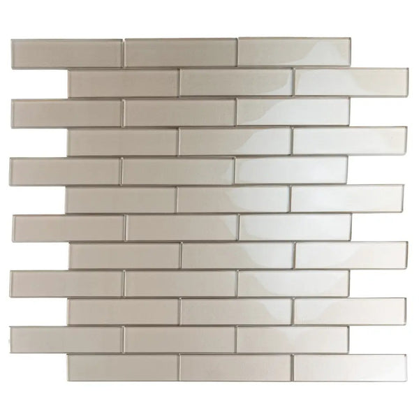 Fossil Gray 12x12 Glossy Brick Glass Mosaic Tile (5 pack, 4.83 sq ft/case), photo 2 of 7
