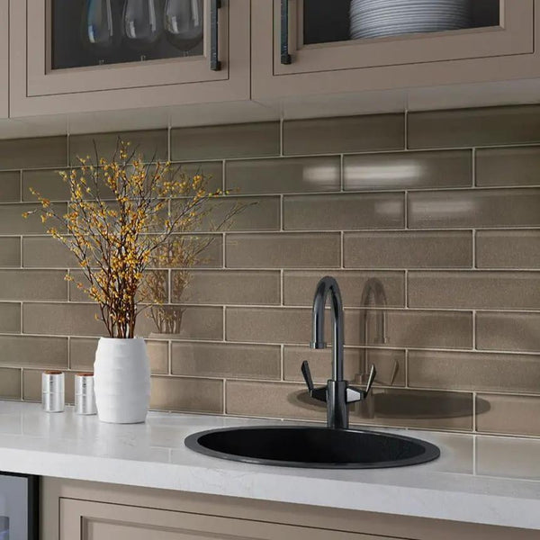 Brown 12x12 Glossy Brick Glass Mosaic Tile (5 pack, 4.83 sq ft/case)