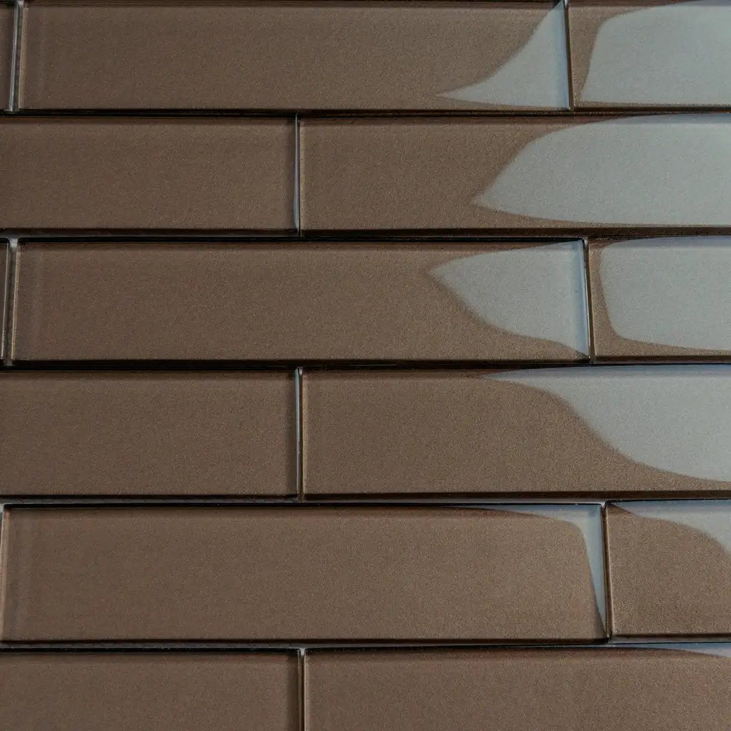 Brown 12x12 Glossy Brick Glass Mosaic Tile (5 pack, 4.83 sq ft/case) by Apollo Tile