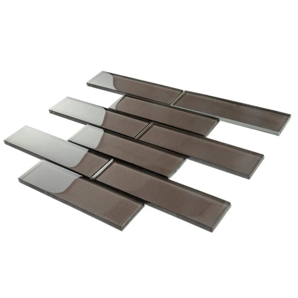 Brown 12x12 Glossy Brick Glass Mosaic Tile (5 pack, 4.83 sq ft/case), photo 2 of 6