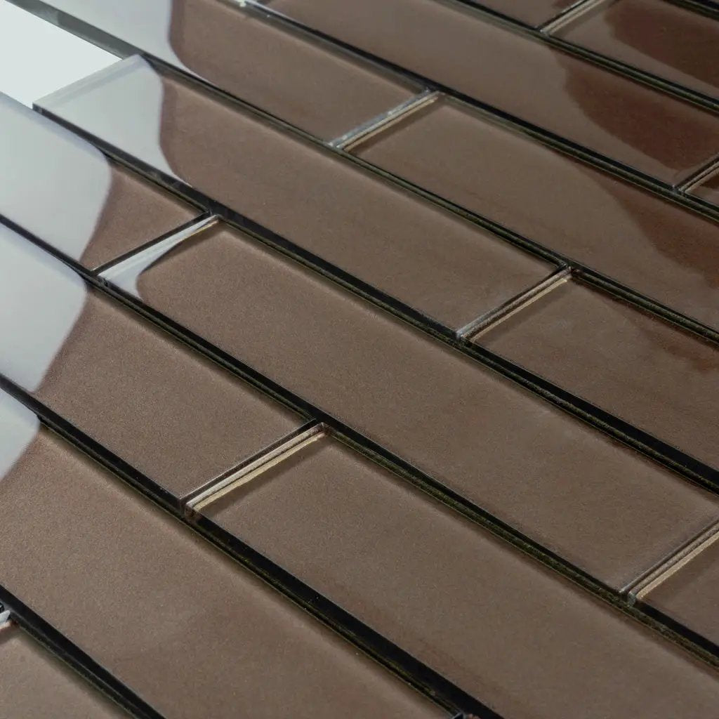 Brown 12x12 Glossy Brick Glass Mosaic Tile (5 pack, 4.83 sq ft/case) by Apollo Tile