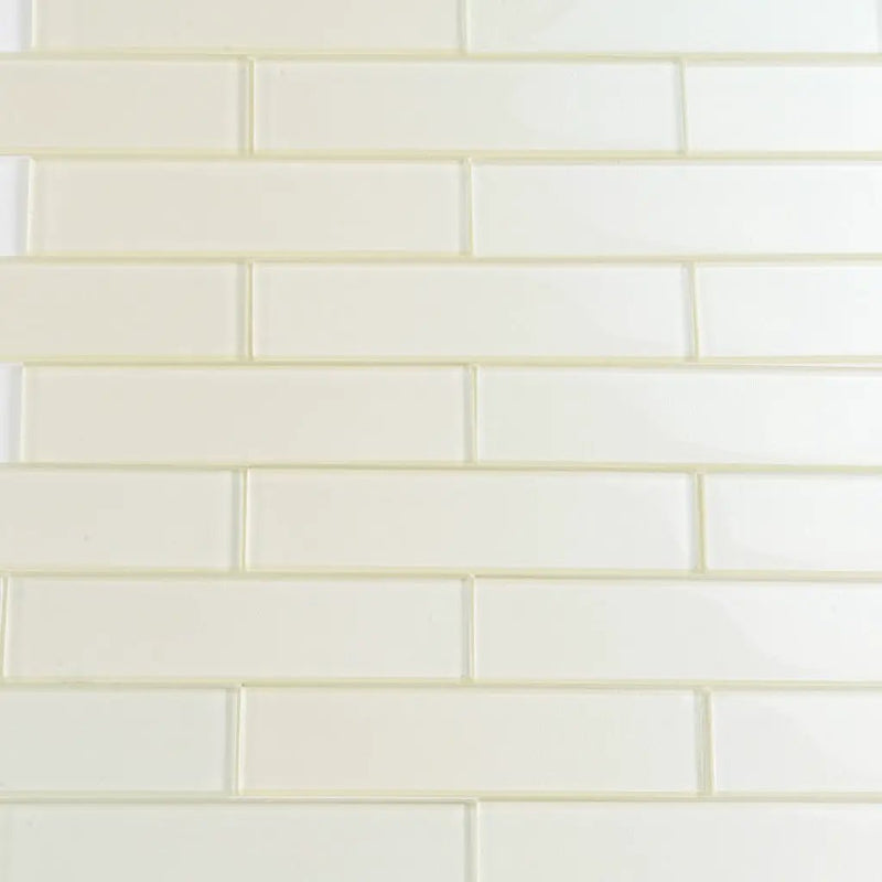 Powder White 12x12 Glossy Brick Glass Mosaic Tile (5 pack, 4.83 sq ft/case) by Apollo Tile
