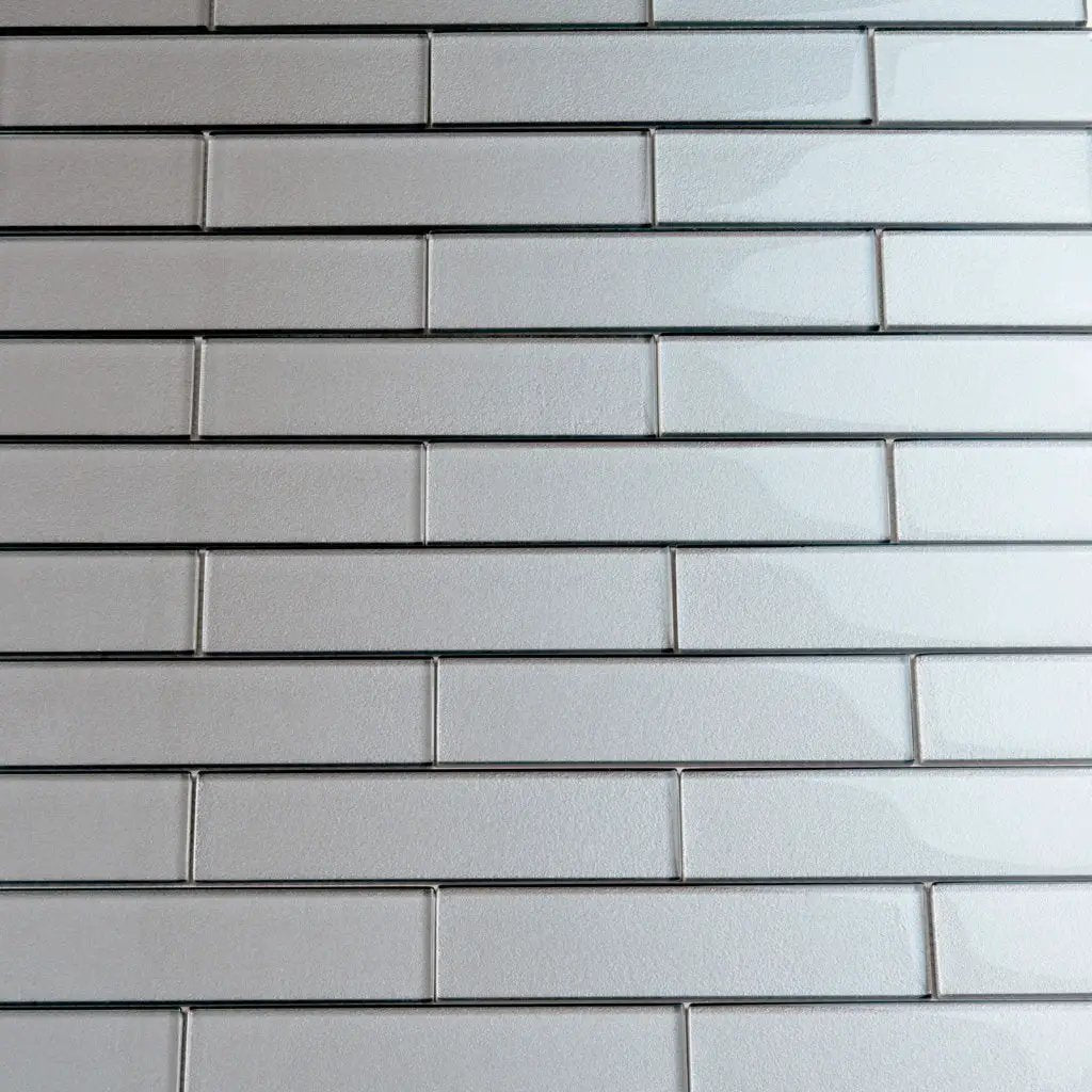 Gray 12x12 Brick Glossy Glass Mosaic Tile (5 pack, 4.83 sq ft/case) by Apollo Tile