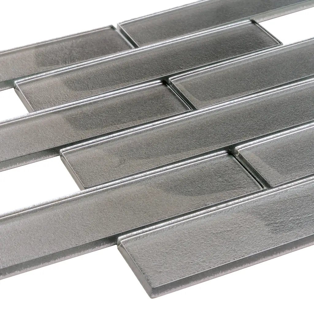 Gray 12x12 Brick Glossy Glass Mosaic Tile (5 pack, 4.83 sq ft/case) by Apollo Tile