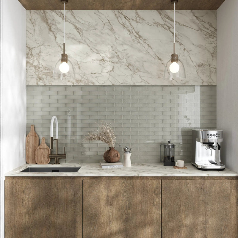Stone Gray 0.5x12 Glossy Glass Pencil Tile Trim (10 pack, 0.5 sq ft/case) by Apollo Tile
