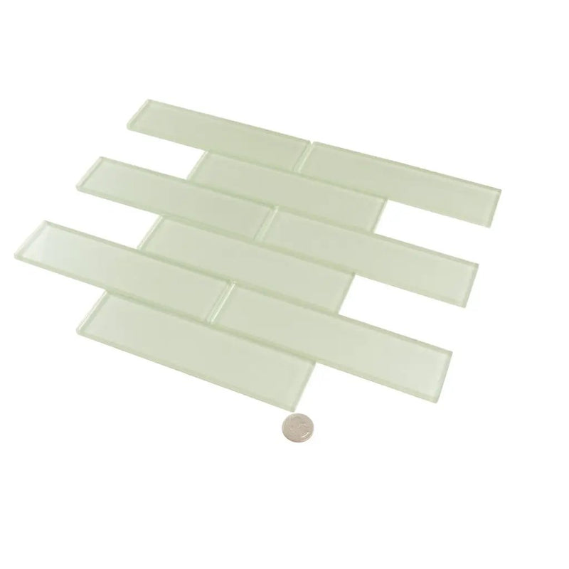 Light Sea Green 12x12 Glossy Brick Glass Mosaic Tile (5 pack, 4.83 sq ft/case) by Apollo Tile