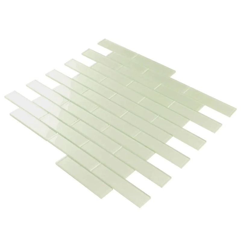 Light Sea Green 12x12 Glossy Brick Glass Mosaic Tile (5 pack, 4.83 sq ft/case) by Apollo Tile