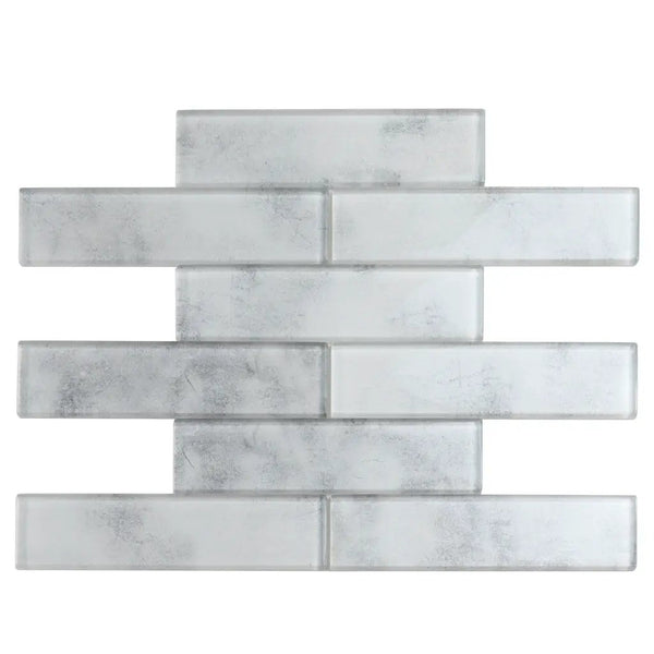 Light Gray 12x12 Brick Glossy Glass Mosaic Tile (5 pack, 4.83 sq ft/case)