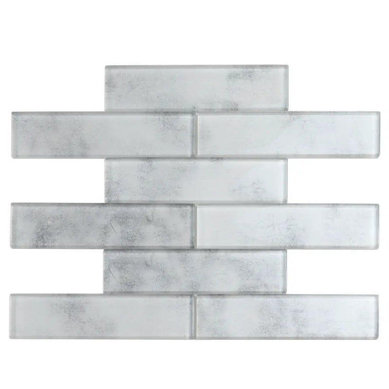 Light Gray 12x12 Brick Glossy Glass Mosaic Tile (5 pack, 4.83 sq ft/case) by Apollo Tile