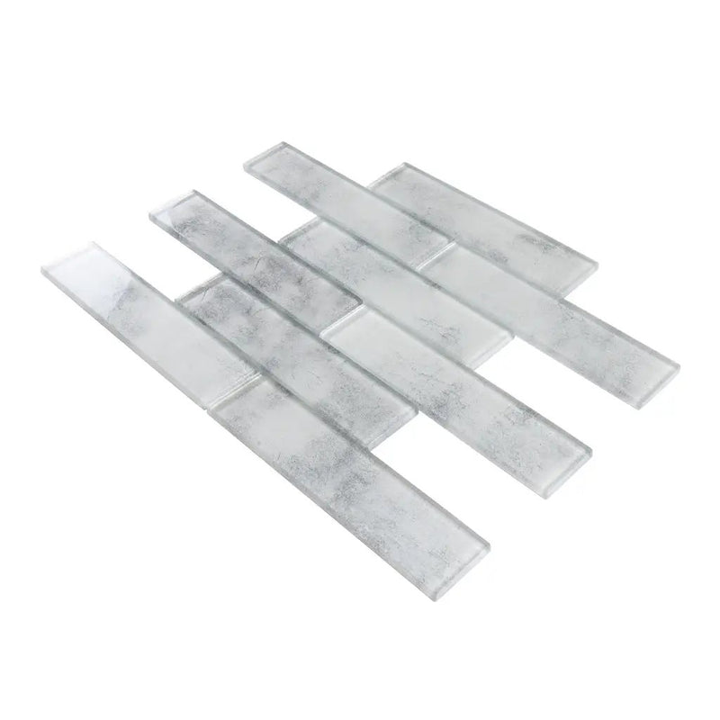 Light Gray 12x12 Brick Glossy Glass Mosaic Tile (5 pack, 4.83 sq ft/case) by Apollo Tile