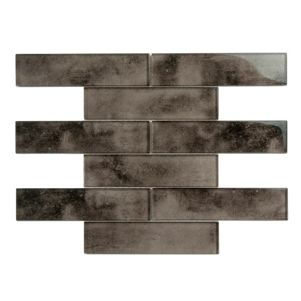 Dark Gray 12x12 Glossy Brick Glass Mosaic Tile (5 pack, 4.83 sq ft/case) by Apollo Tile