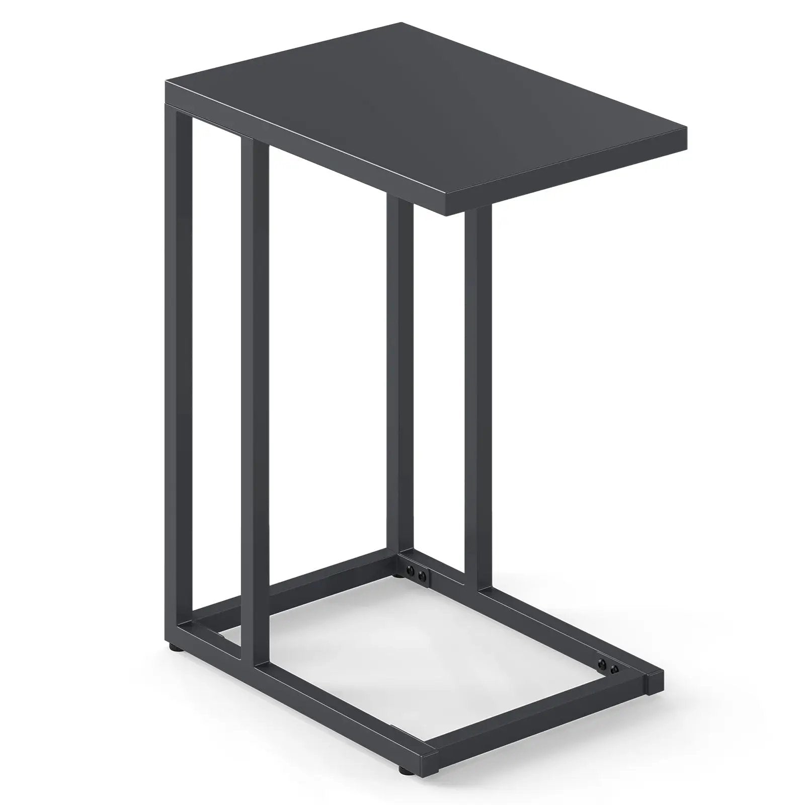 C-Shaped Side Table with Adjustable Foot Pads for Living Room Bedroom-Dark Gray by DirectDeals