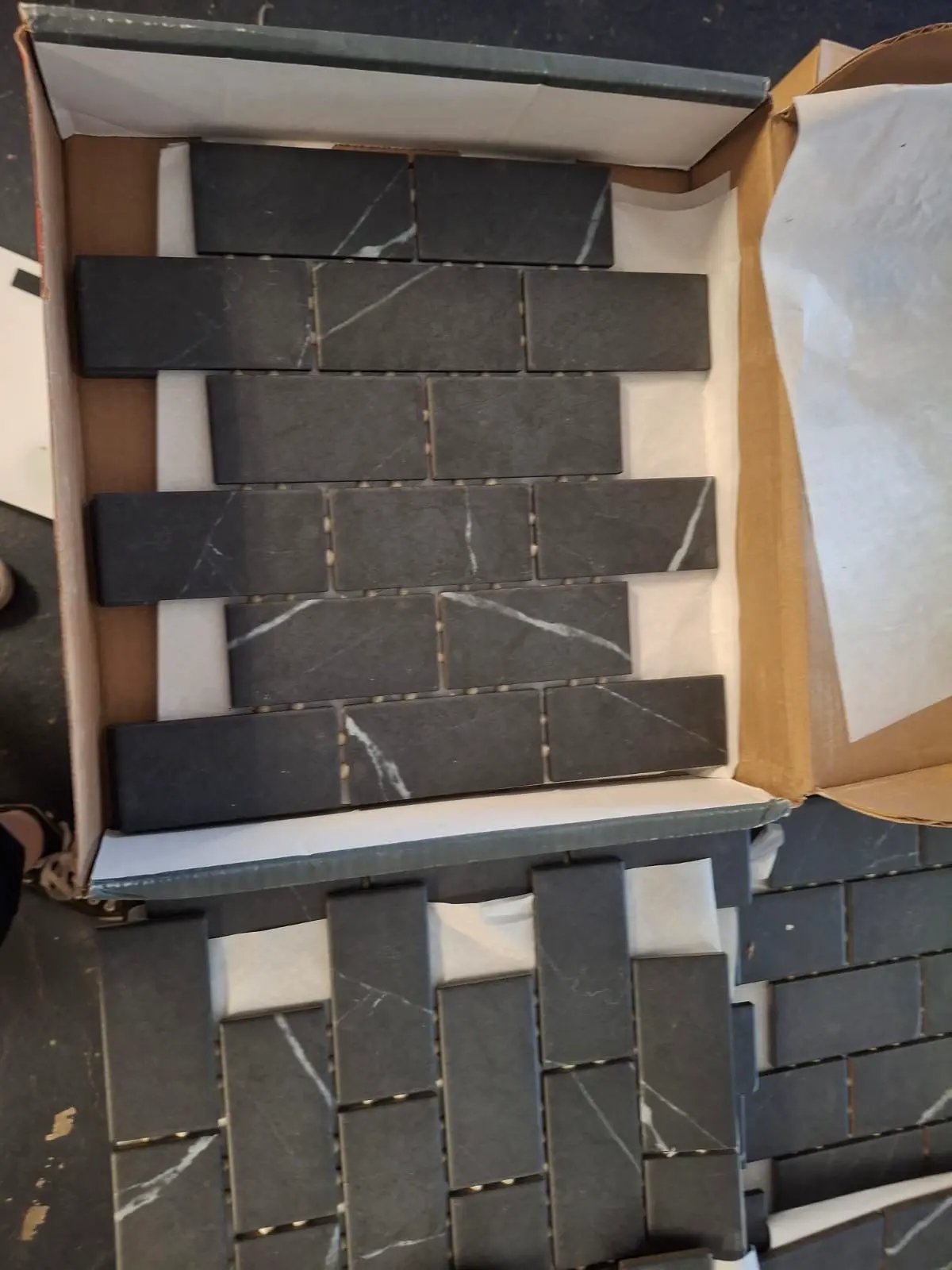 Open Box Daltile Restore Black Marble 12 in. x 12 in. Glazed Ceramic Brick Joint Mosaic Tile (9.96 sq. ft./Case) by Selzalot