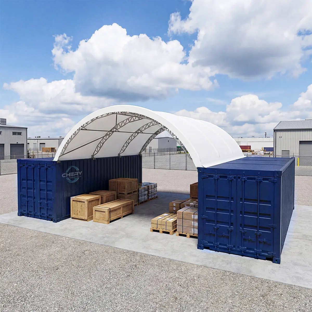 Reinforced 20'x20' Double Truss Container Shelter by Chery Industrial