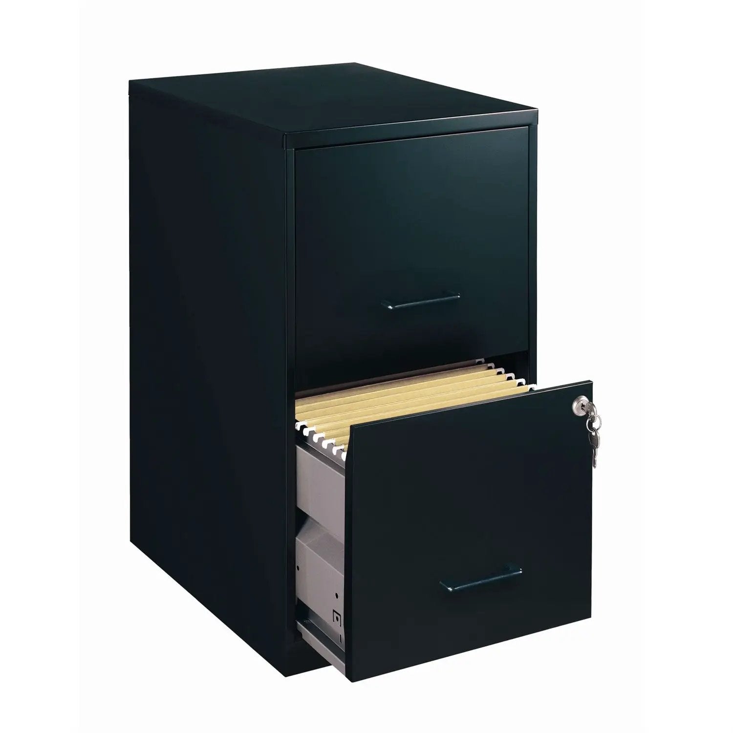 Black Metal 2-Drawer Vertical Filing File Cabinet - Made in USA by HomePacific