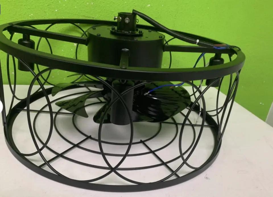 Open Box New Yaretro Caged Ceiling Fan with Lights Industrial Enclosed Blades by Selzalot