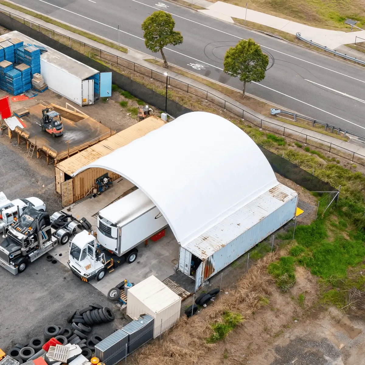 40x40x13 ft Container Shelter with Closed Back Panel by Chery Industrial