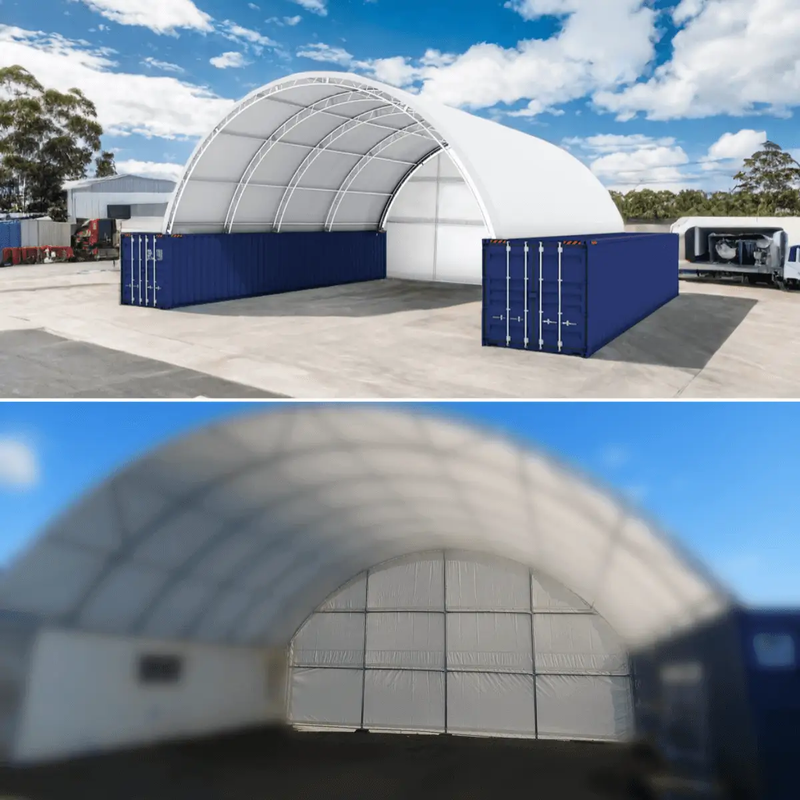 40x40x15 ft Container Shelter with Closed Back Panel by Chery Industrial