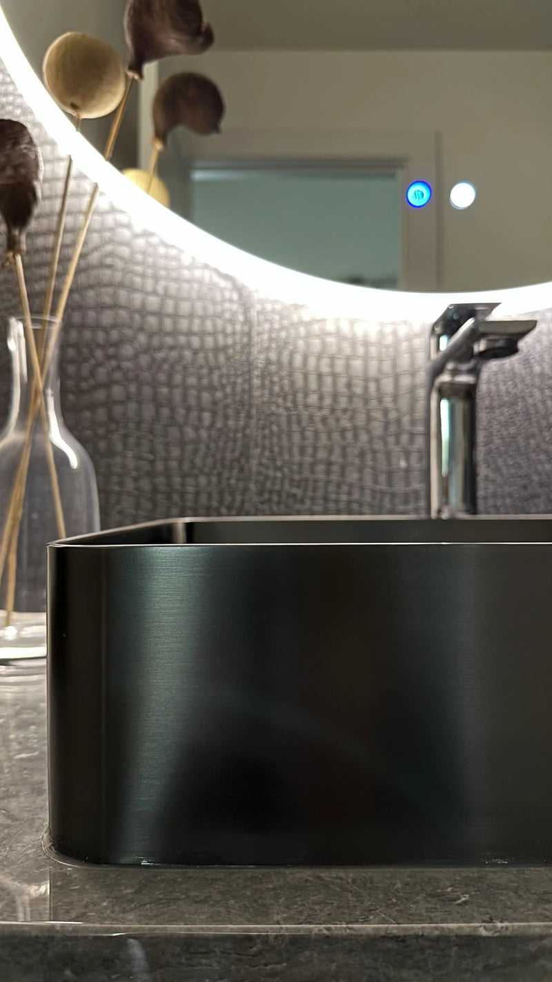 Zeek 18”x13” Gunmetal Black Rectangular Vessel Bathroom Sink Stainless Steel PVD Nano Tech Coating ZN-B183 by ZEEK