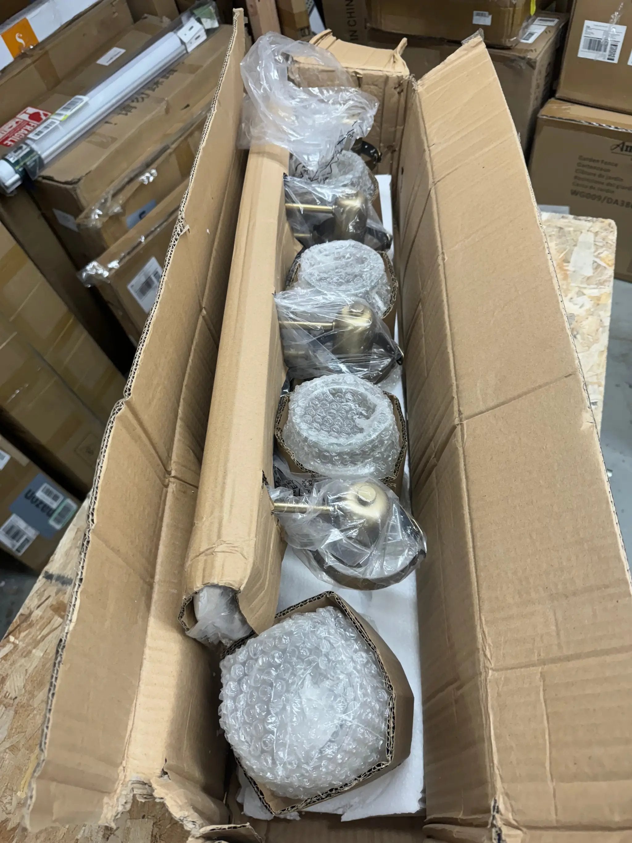 Progress Lighting Calhoun Collection 30-1/4 in. 4-Light Gold Vintage Brass Clear Glass Farmhouse Urban Industrial Bathroom Vanity Light by Selzalot
