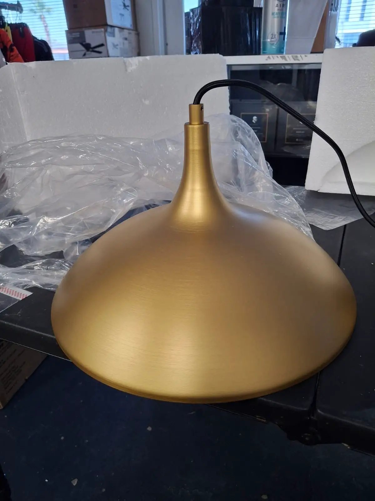 Open Box ALORA MOOD Abel 14 in. 1 Light 60-Watt Brushed Gold Pendant Light by Selzalot