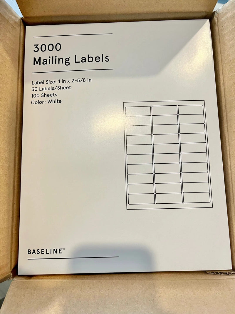 Staples BL58260 Baseline Mailing Labels, White, 3000/Pack by Selzalot