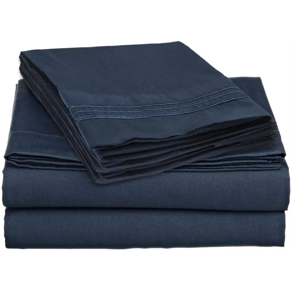 King size 4-Piece Wrinkle-Free Microfiber Sheet Set in Navy Blue by HomePacific
