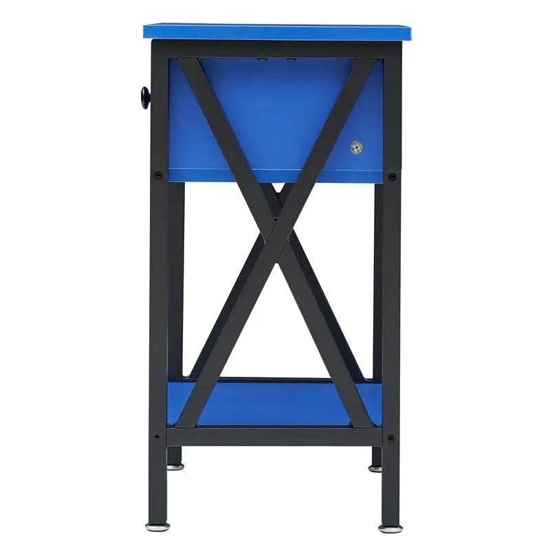 Set of 2 - 1 Drawer Nightstand in Dark Blue and Black by HomePacific