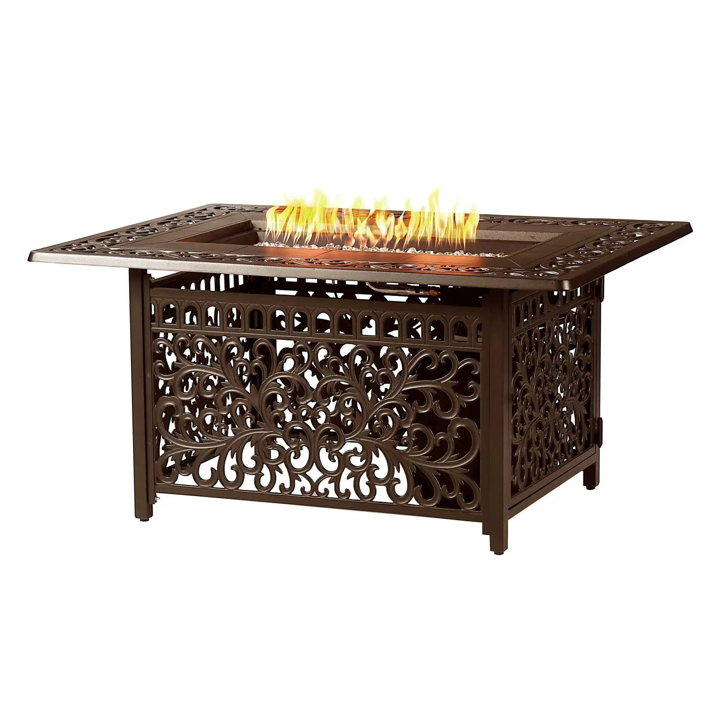 Aluminum 48-in Rectangular Propane Fire Table, Beads, Covers and Lid by Sharicks
