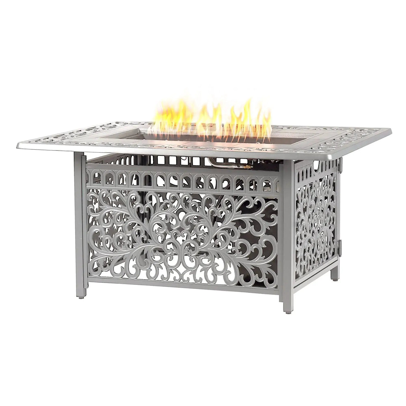 Aluminum 48-in Rectangular Propane Fire Table, Beads, Covers and Lid by Sharicks