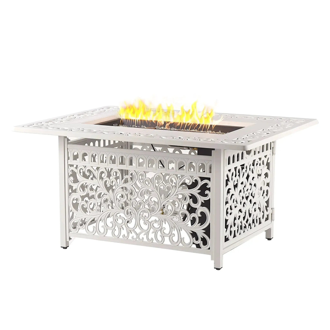 Aluminum 48-in Rectangular Propane Fire Table, Beads, Covers and Lid by Sharicks