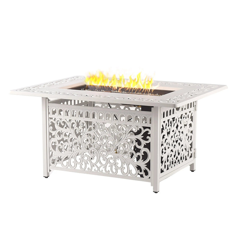 Aluminum 48-in Rectangular Propane Fire Table, Beads, Covers and Lid by Sharicks