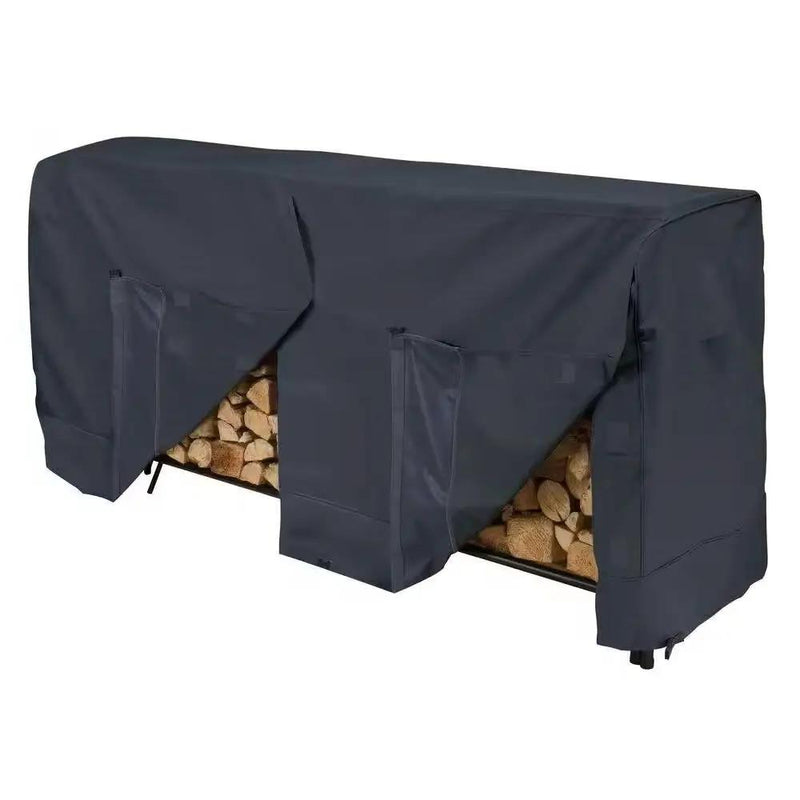 Black Outdoor Firewood Rack Cover - Fits 8-ft. Log Rack by HomePacific