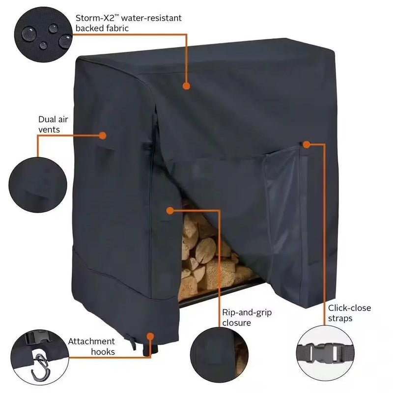 Black Firewood Rack Cover - Fits 4-ft. Log Racks by HomePacific
