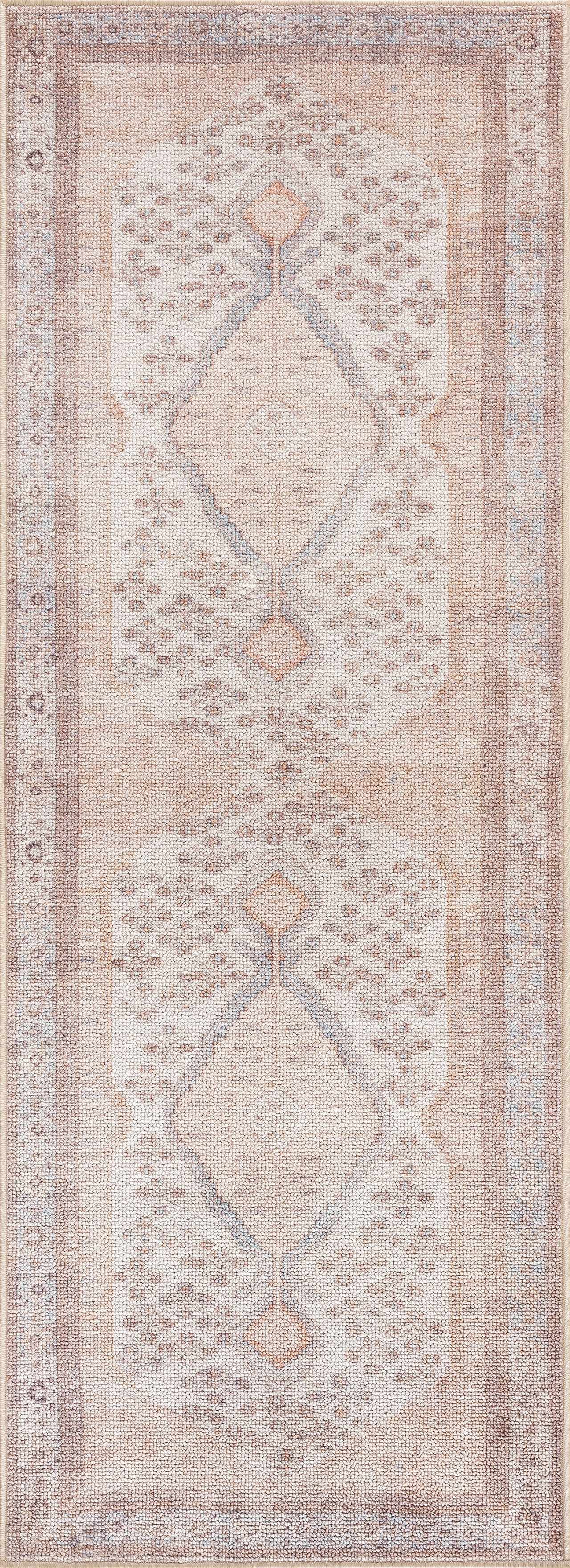 Analu Peach Washable Area Rug by Hauteloom