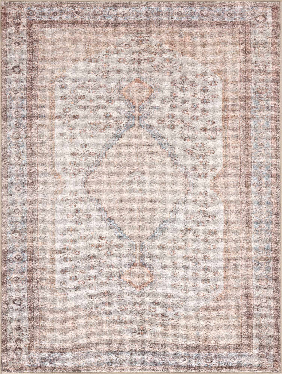 Analu Peach Washable Area Rug by Hauteloom