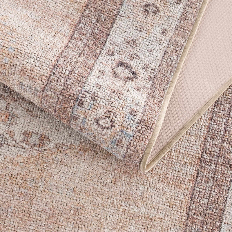 Analu Peach Washable Area Rug by Hauteloom