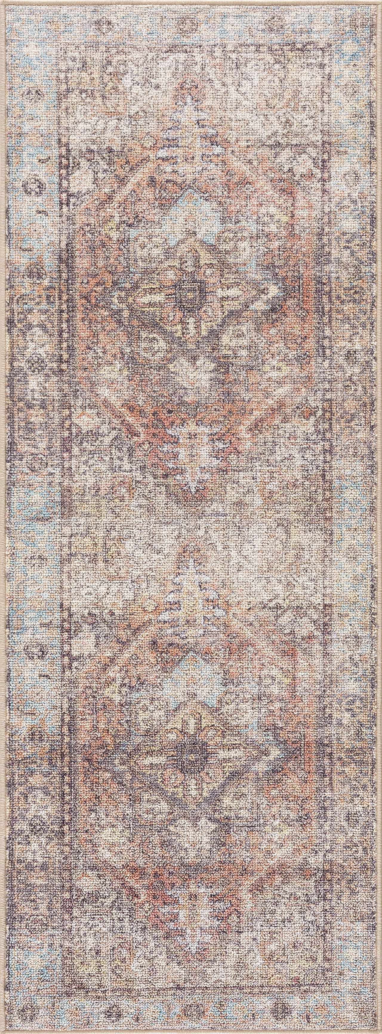 Beck Peach Washable Area Rug by Hauteloom