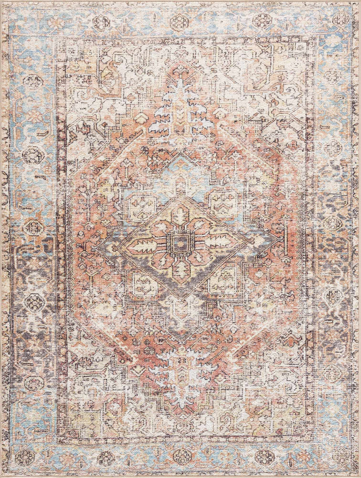Beck Peach Washable Area Rug by Hauteloom