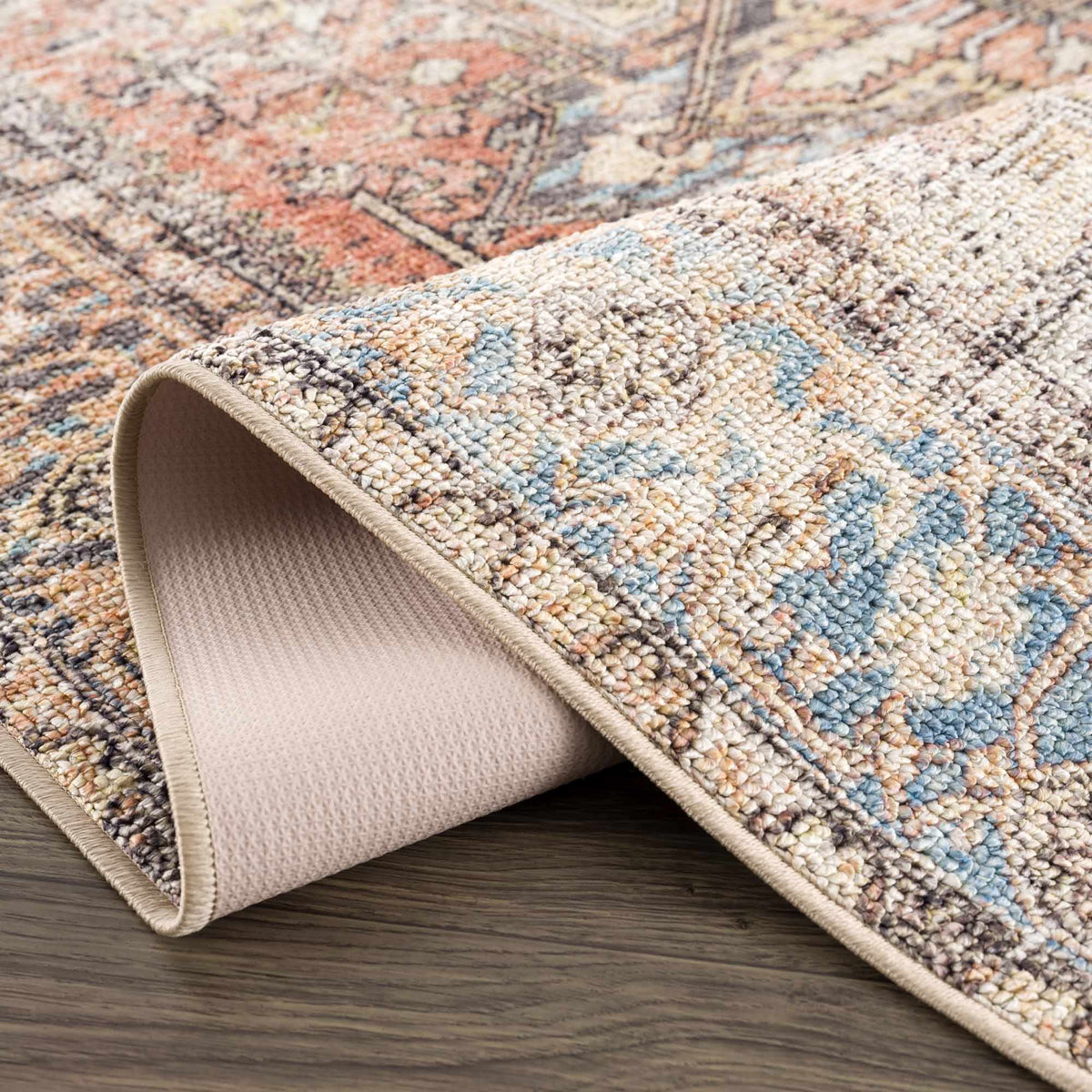Beck Peach Washable Area Rug by Hauteloom