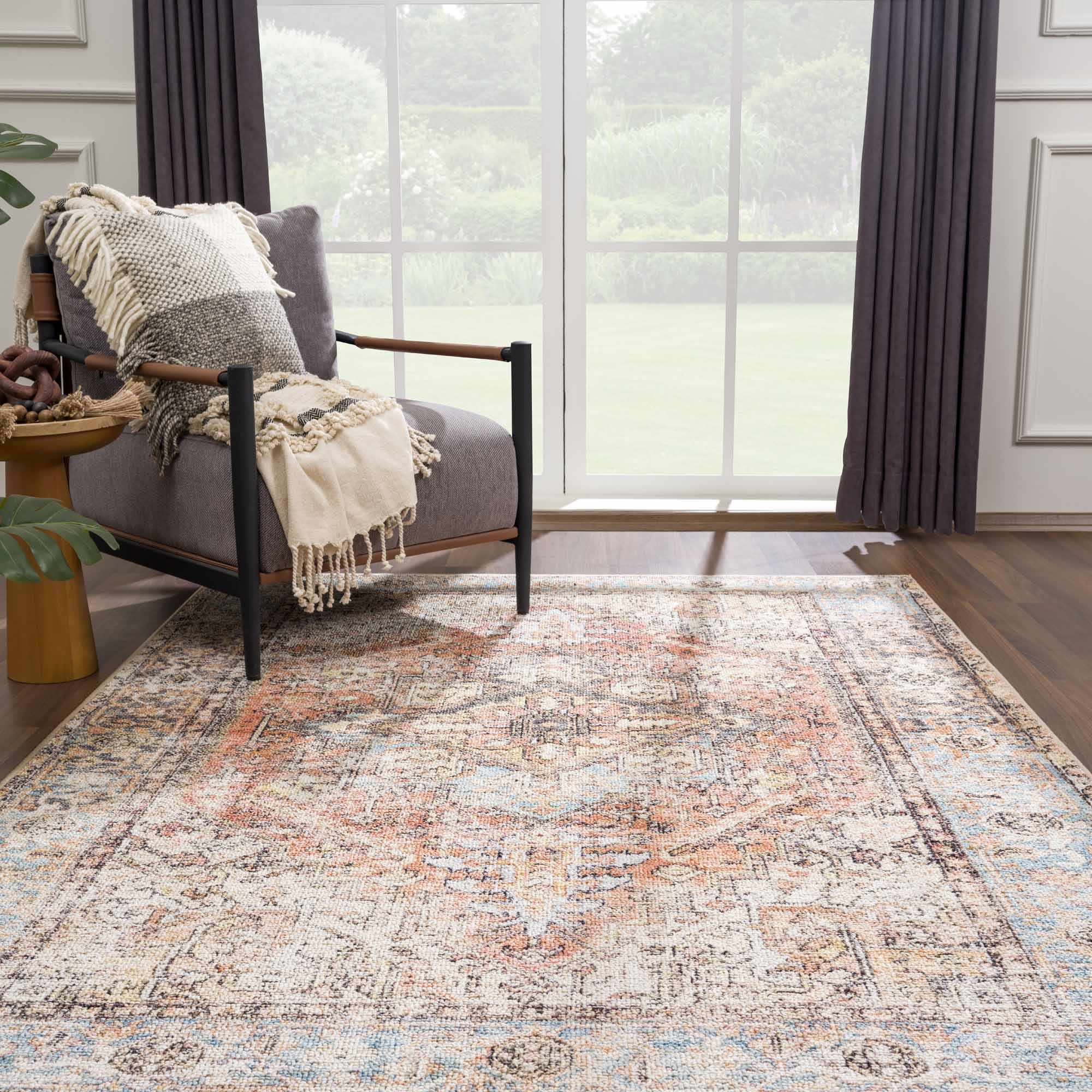 Beck Peach Washable Area Rug by Hauteloom