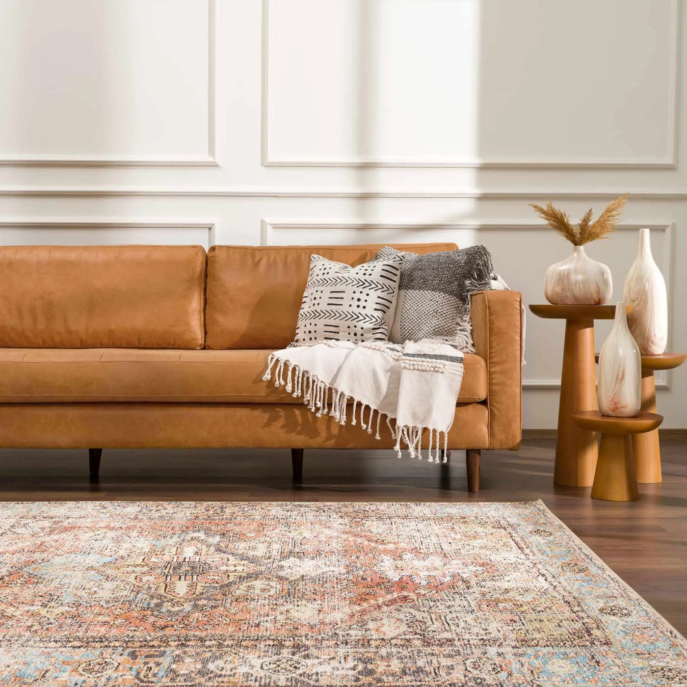 Beck Peach Washable Area Rug by Hauteloom