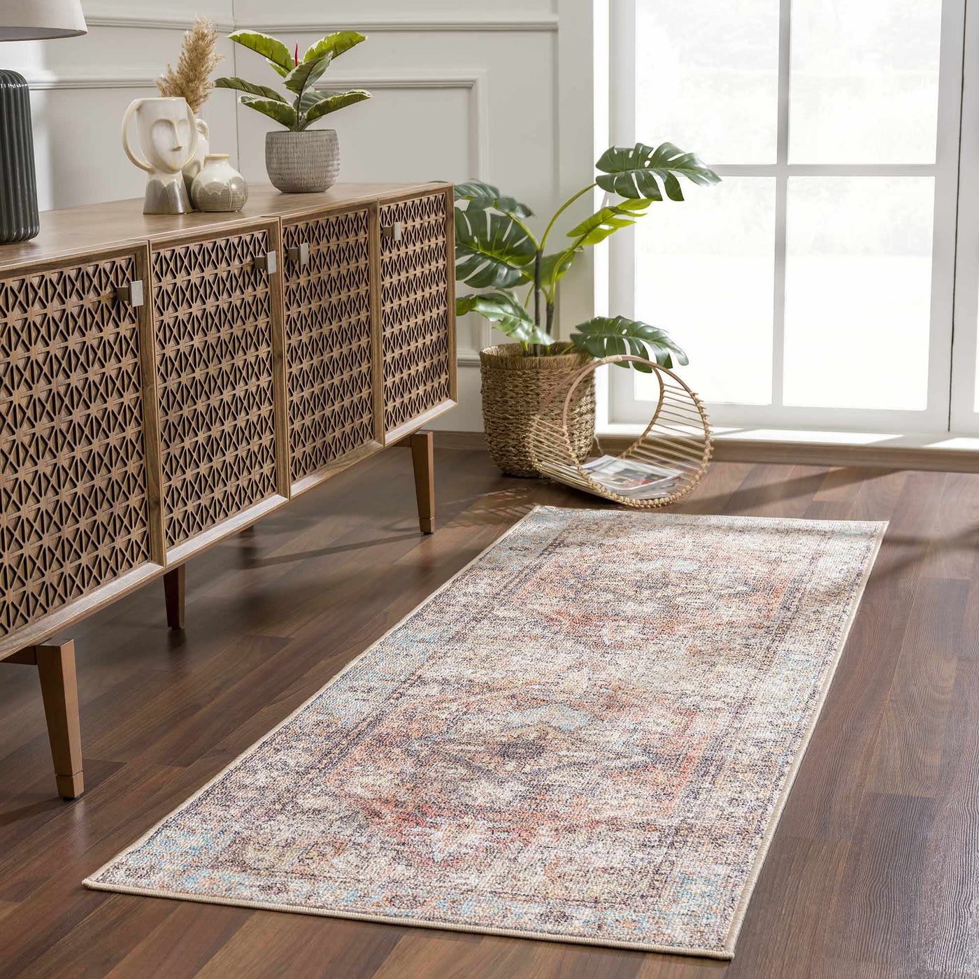 Beck Peach Washable Area Rug by Hauteloom
